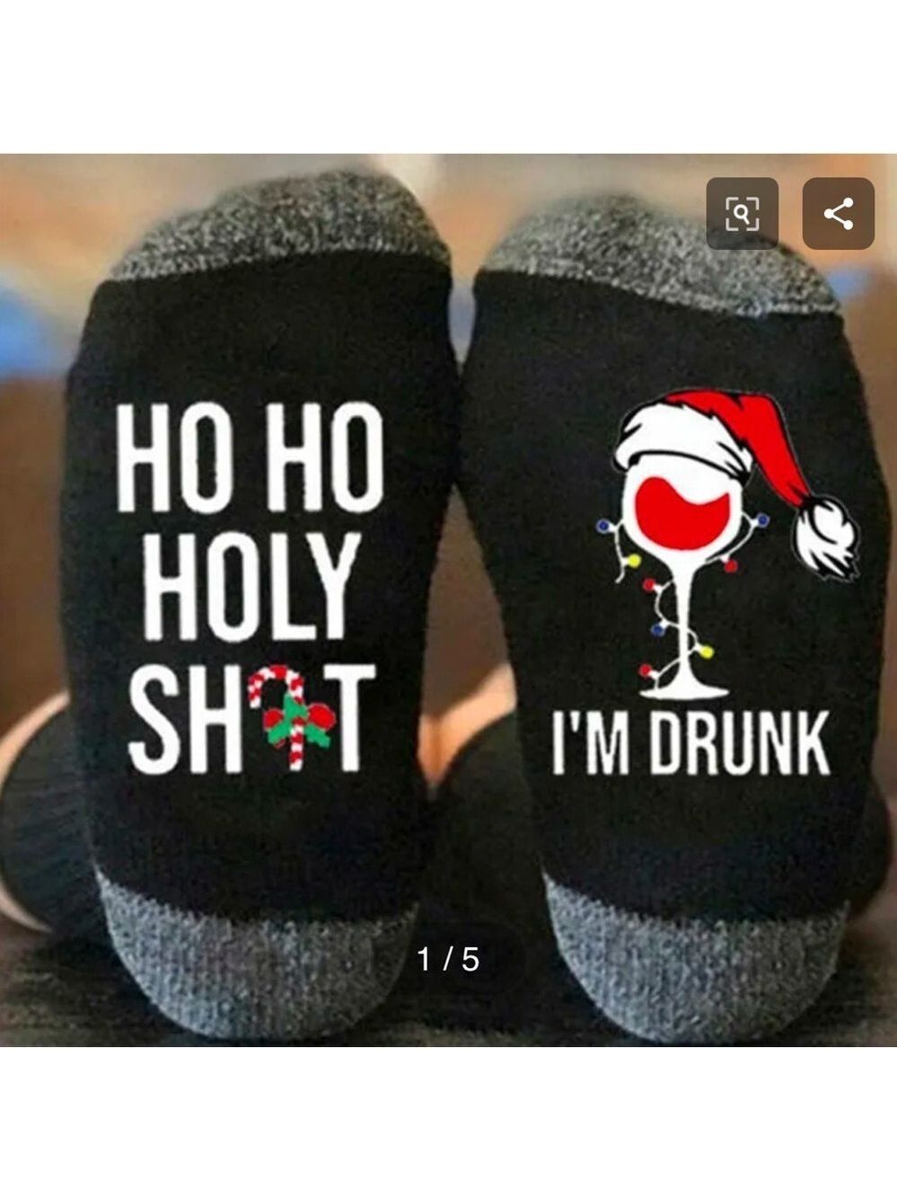 CHRISTMAS UNISEX COTTON CREW SOCKS - Picture 2 of 2